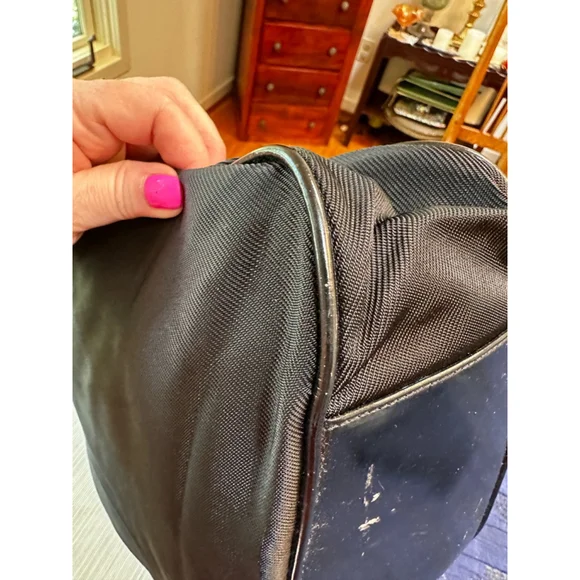 Gucci Black Nylon & Patent Leather Shoulder Bag w/ Bamboo Handle - Picture 10 of 16